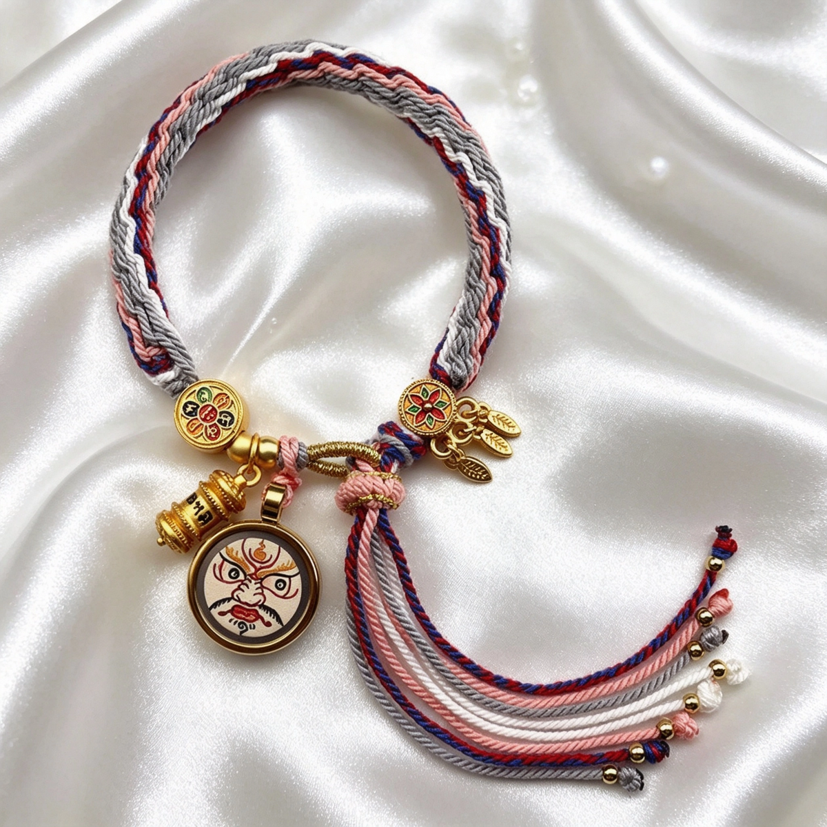 White Jambhala Thangka Tibetan Style Hand-woven Bracelet