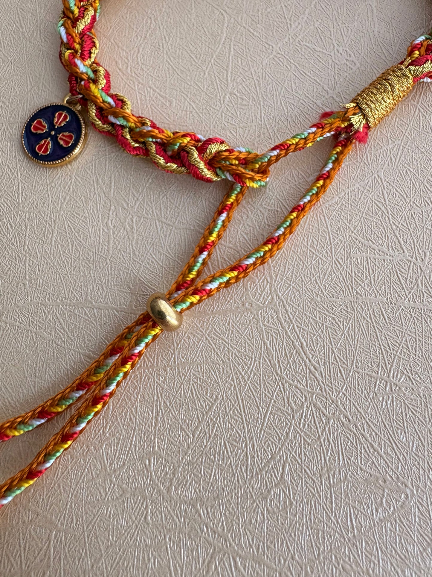 Five Jambhalas Braided Bracelet - Gesar Fire Ocher