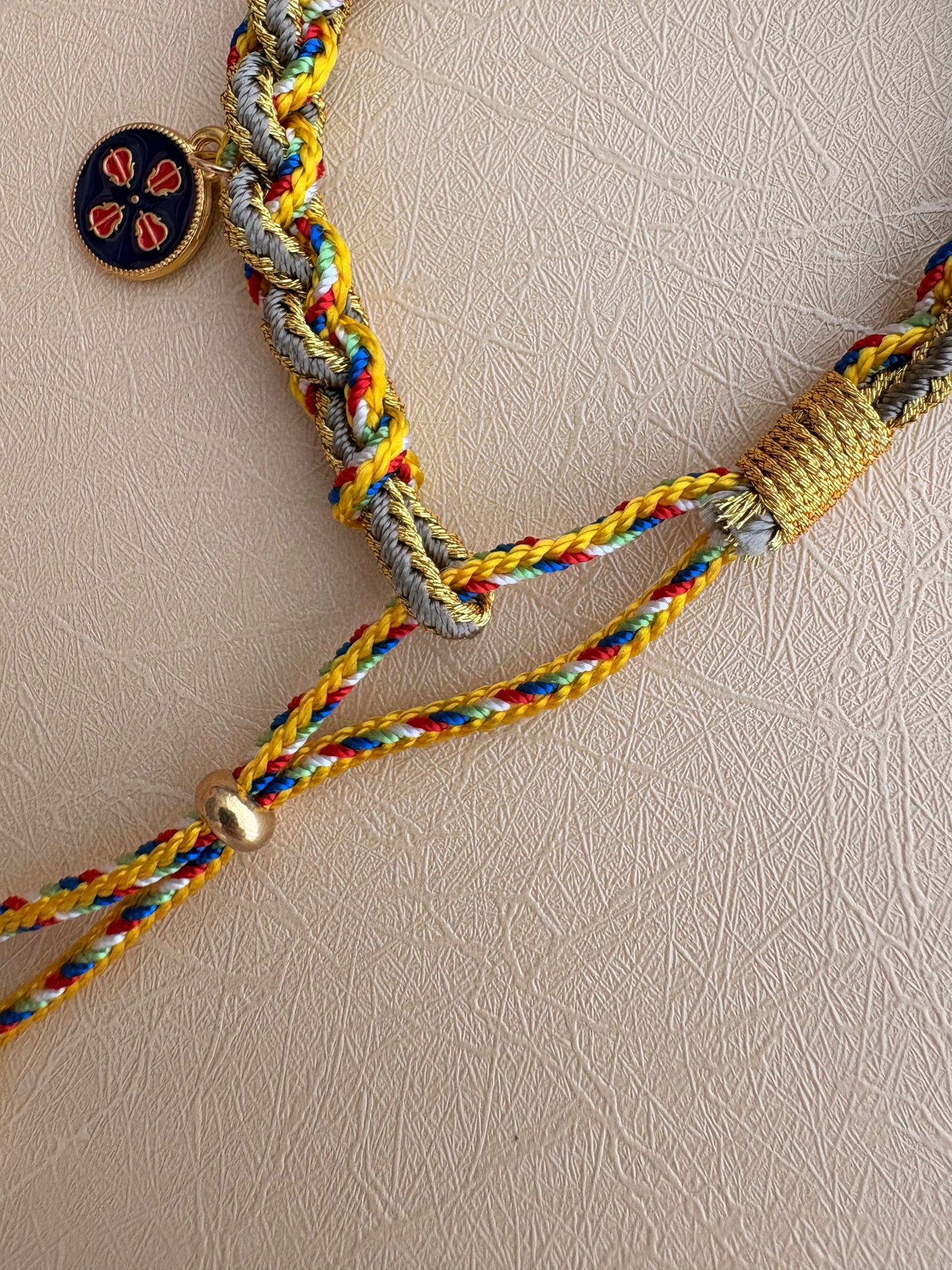 Five Jambhalas Braided Bracelet - Golden Grassland
