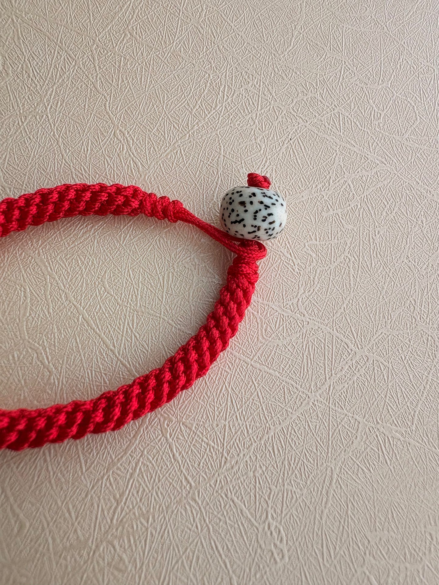 Small Zaki Lhamo Thangka Charm with Flower Tassel in Tibetan Red