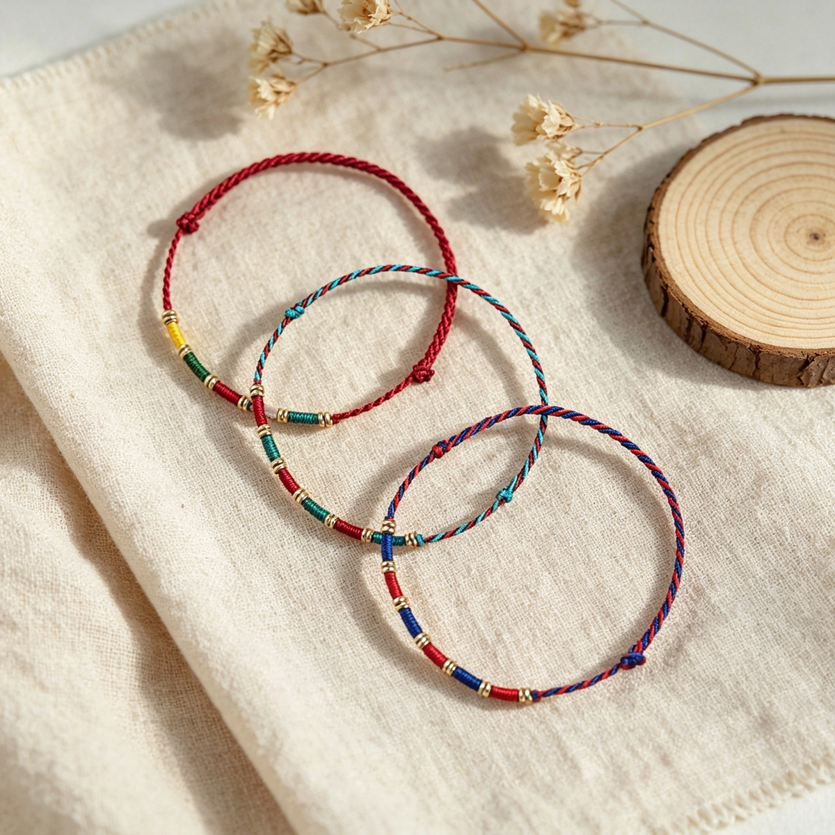 Tibetan Style Hand Braided Multicolor Cord Bracelet