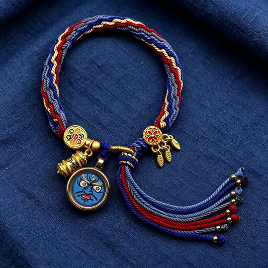 Black Jambhala Thangka Tibetan Style Hand-woven Bracelet