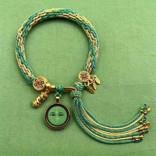 Green Tara Thangka Tibetan Style Hand-woven Bracelet