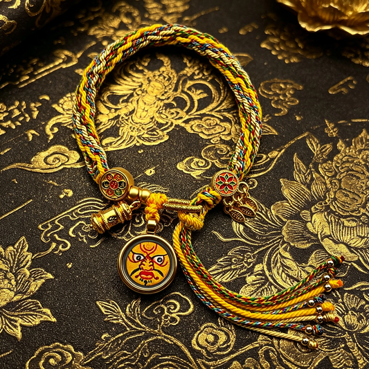 Yellow Jambhala Thangka Tibetan Style Hand-woven Bracelet