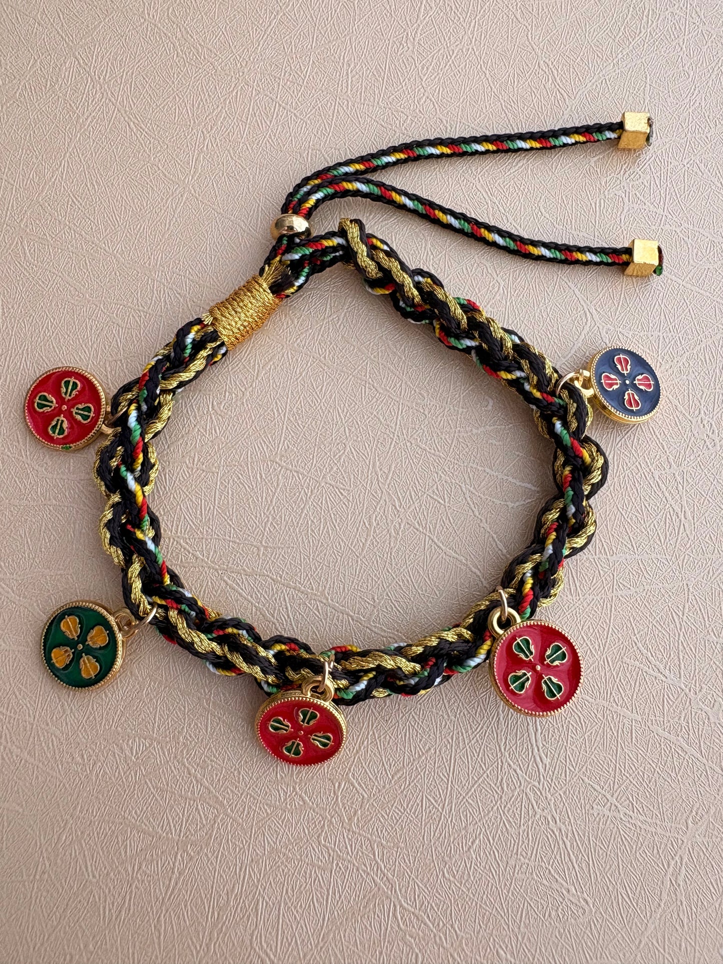 Five Jambhalas Braided Bracelet - Black Yak Blessing