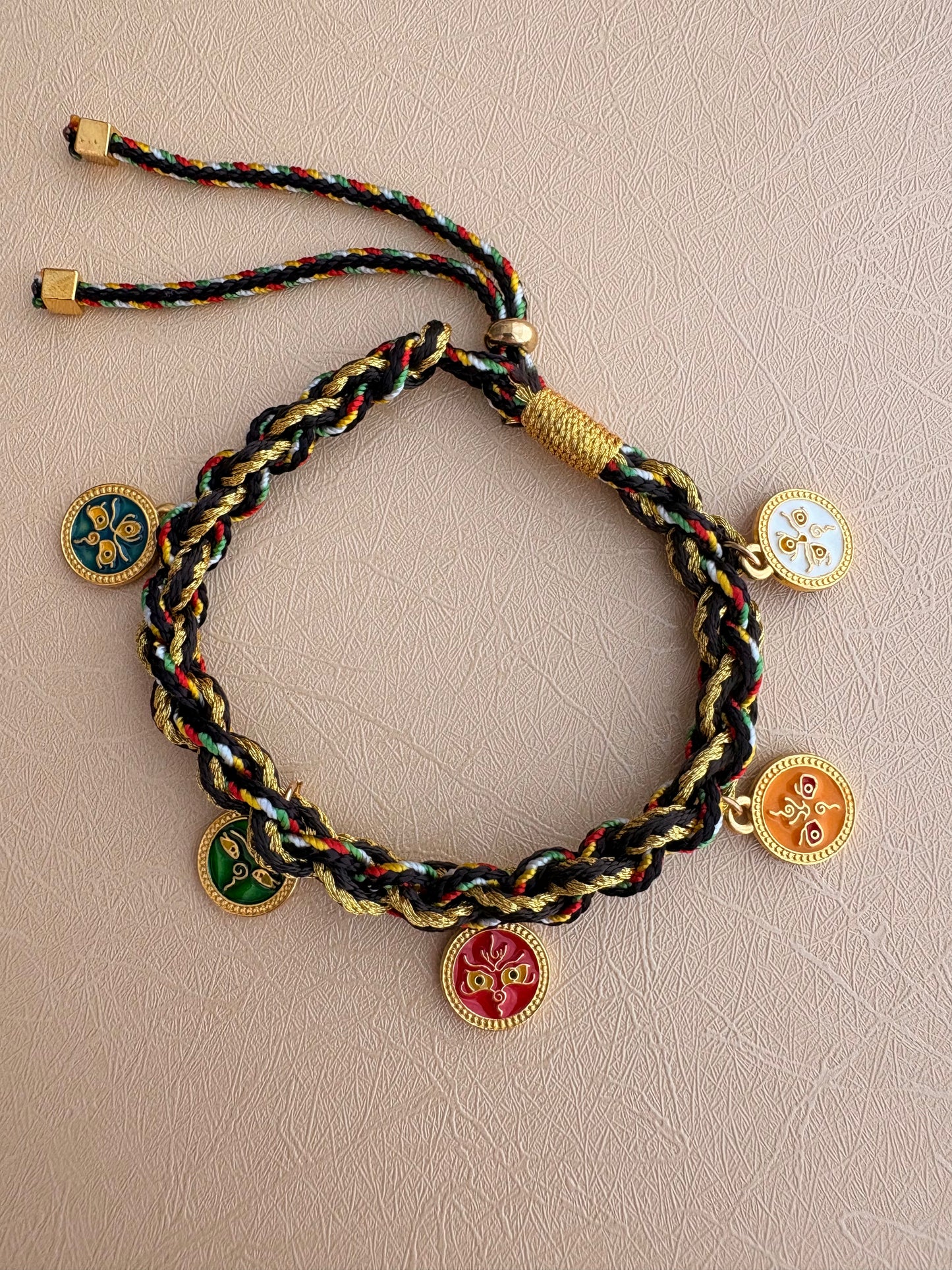 Five Jambhalas Braided Bracelet - Black Yak Blessing
