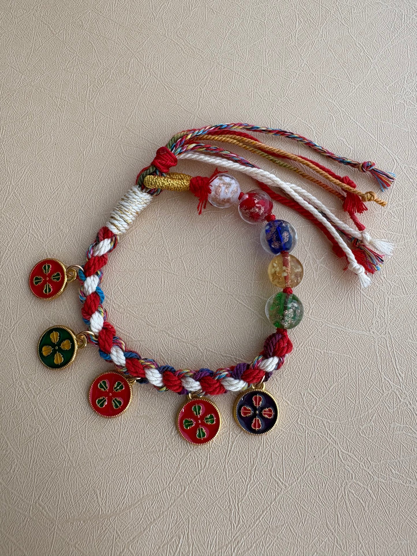 Five Jambhalas Braided Bracelet with Incense-Ash Liuli Beads