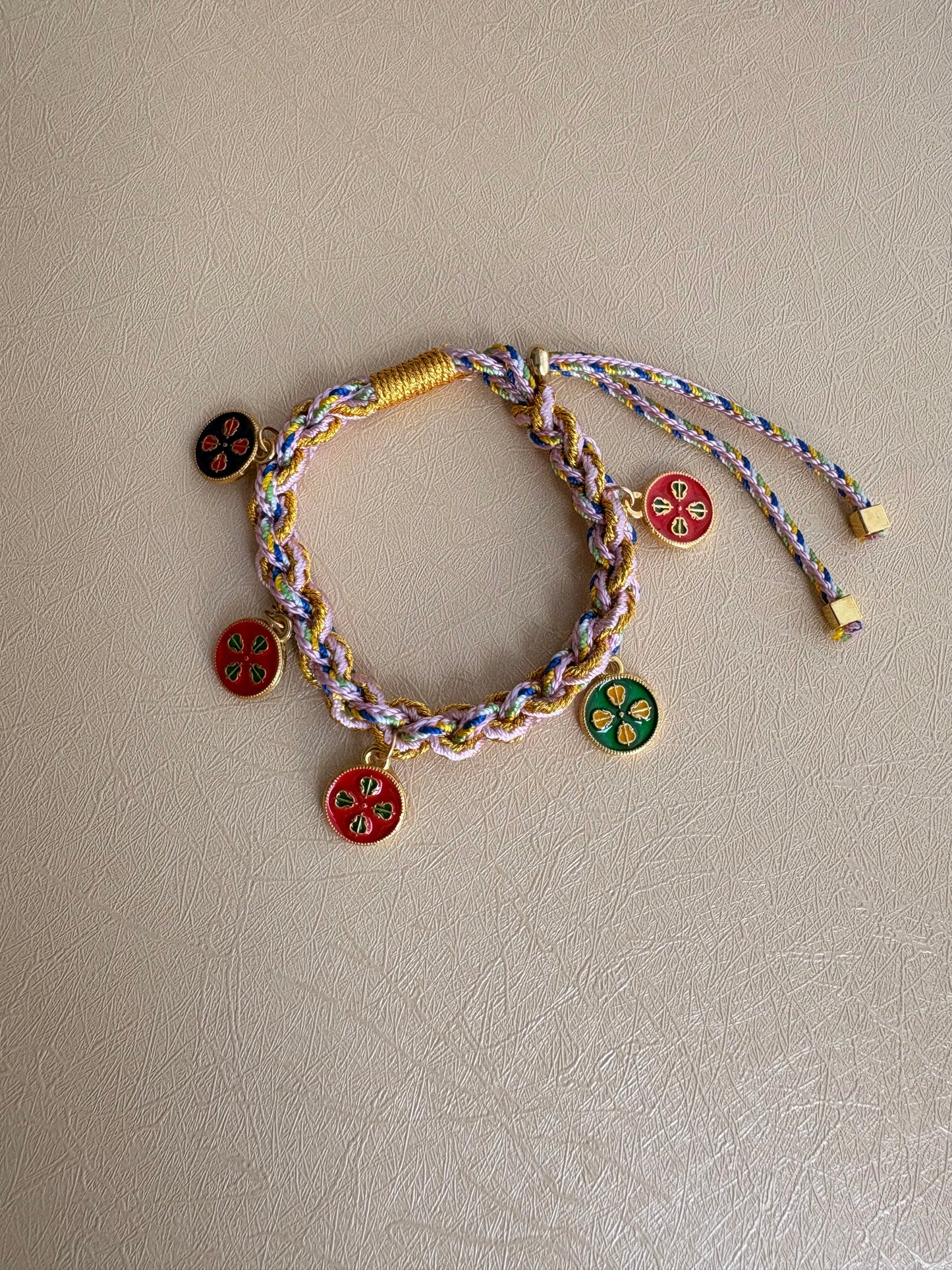 Five Jambhalas Braided Bracelet - Lhasa Pastel Dawn