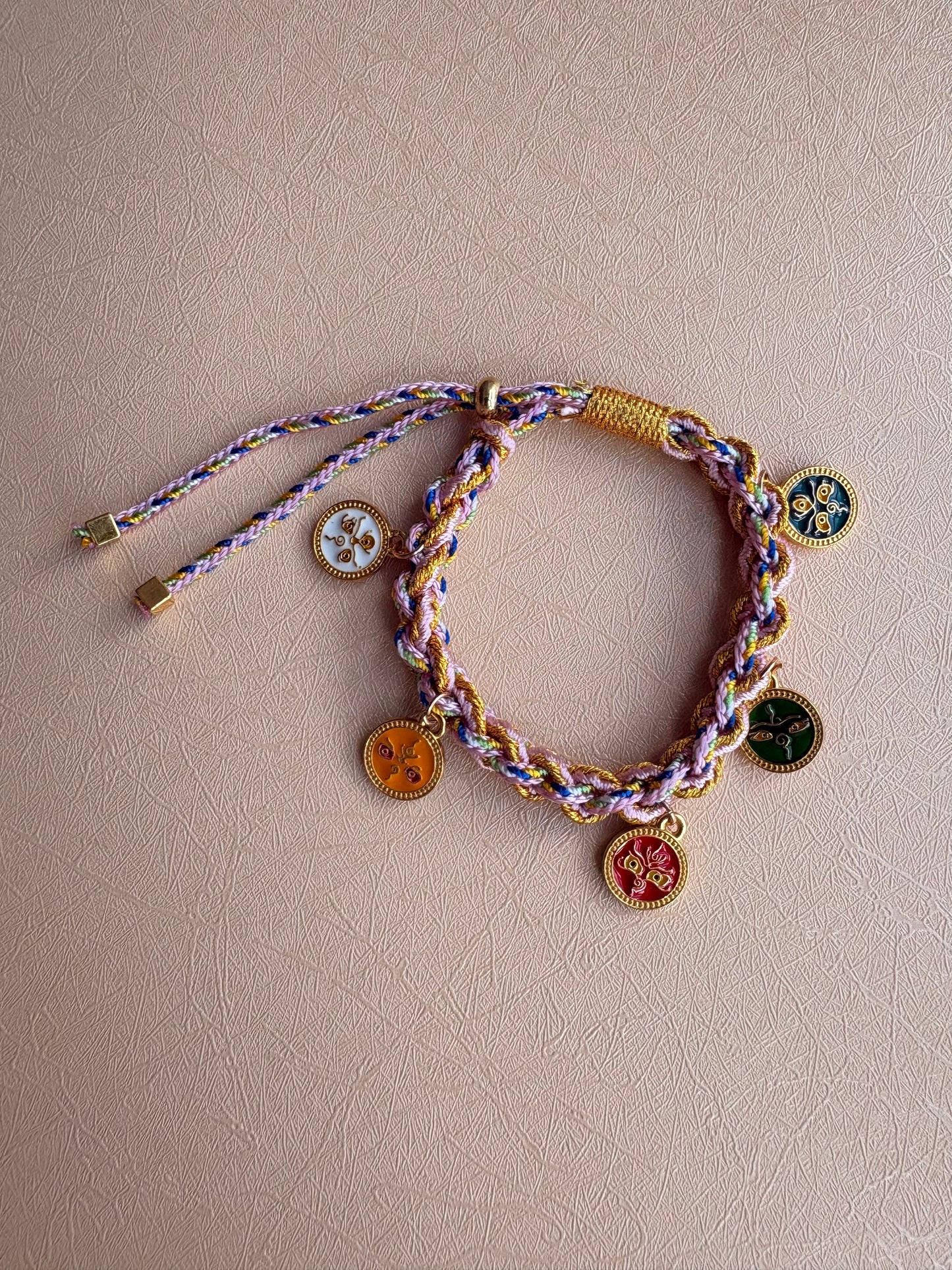 Five Jambhalas Braided Bracelet - Lhasa Pastel Dawn