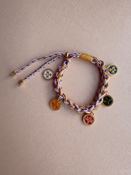 Five Jambhalas Braided Bracelet - Lhasa Pastel Dawn