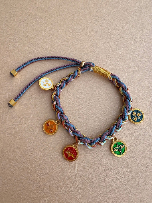 Five Jambhalas Braided Bracelet - Namtso Mist Haze