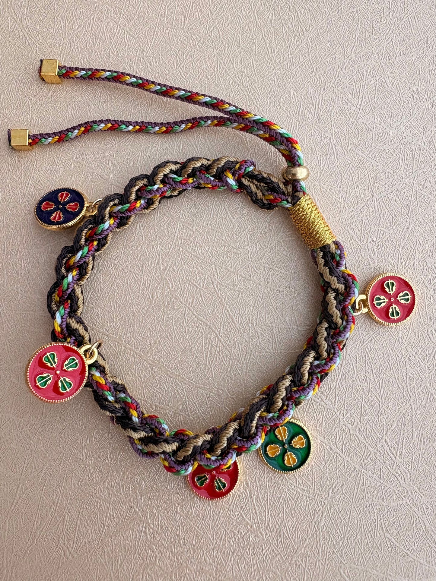 Five Jambhalas Braided Bracelet - Old Monastery Earth