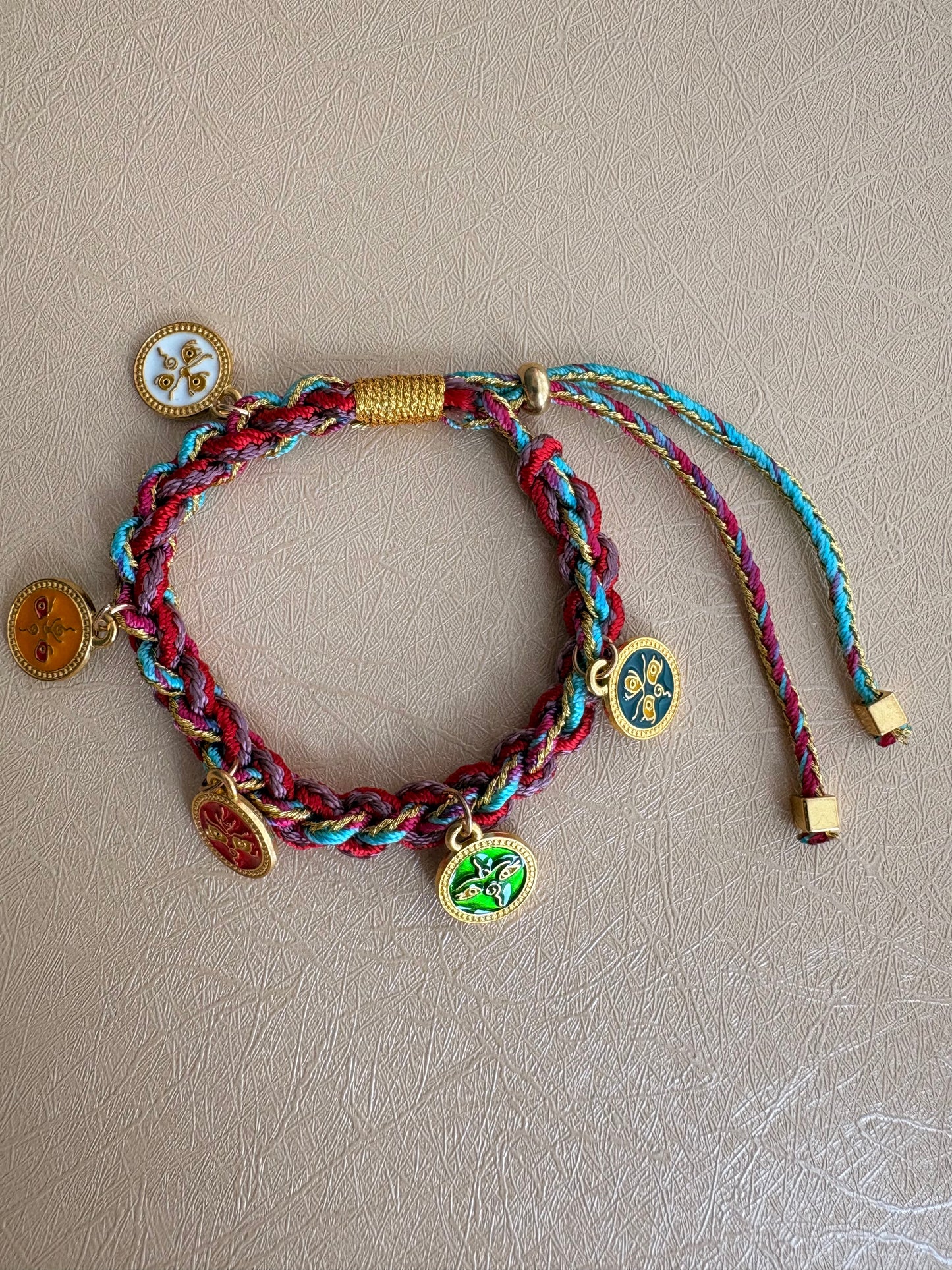 Five Jambhalas Braided Bracelet - Turquoise Twilight