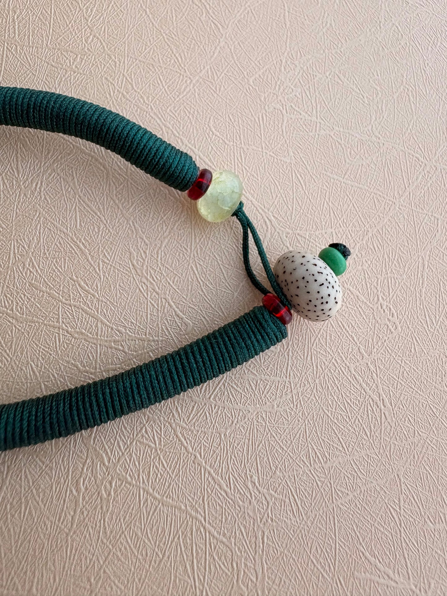 Green Tara Thangka Charm with jade Tassel in Tibetan Green