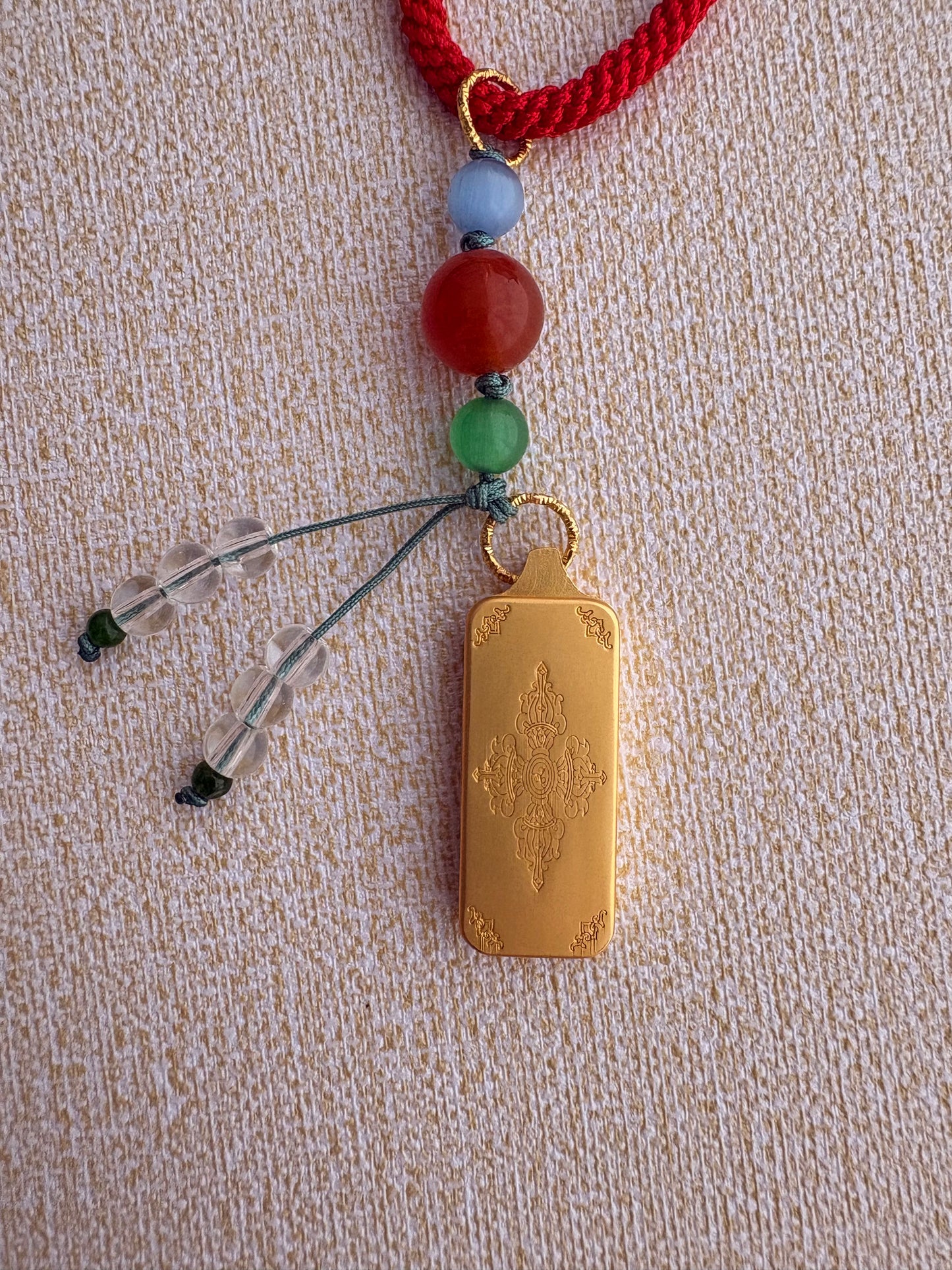 Small Tibetan Style Yellow Jambhala Thangka Charm with Flower Charm