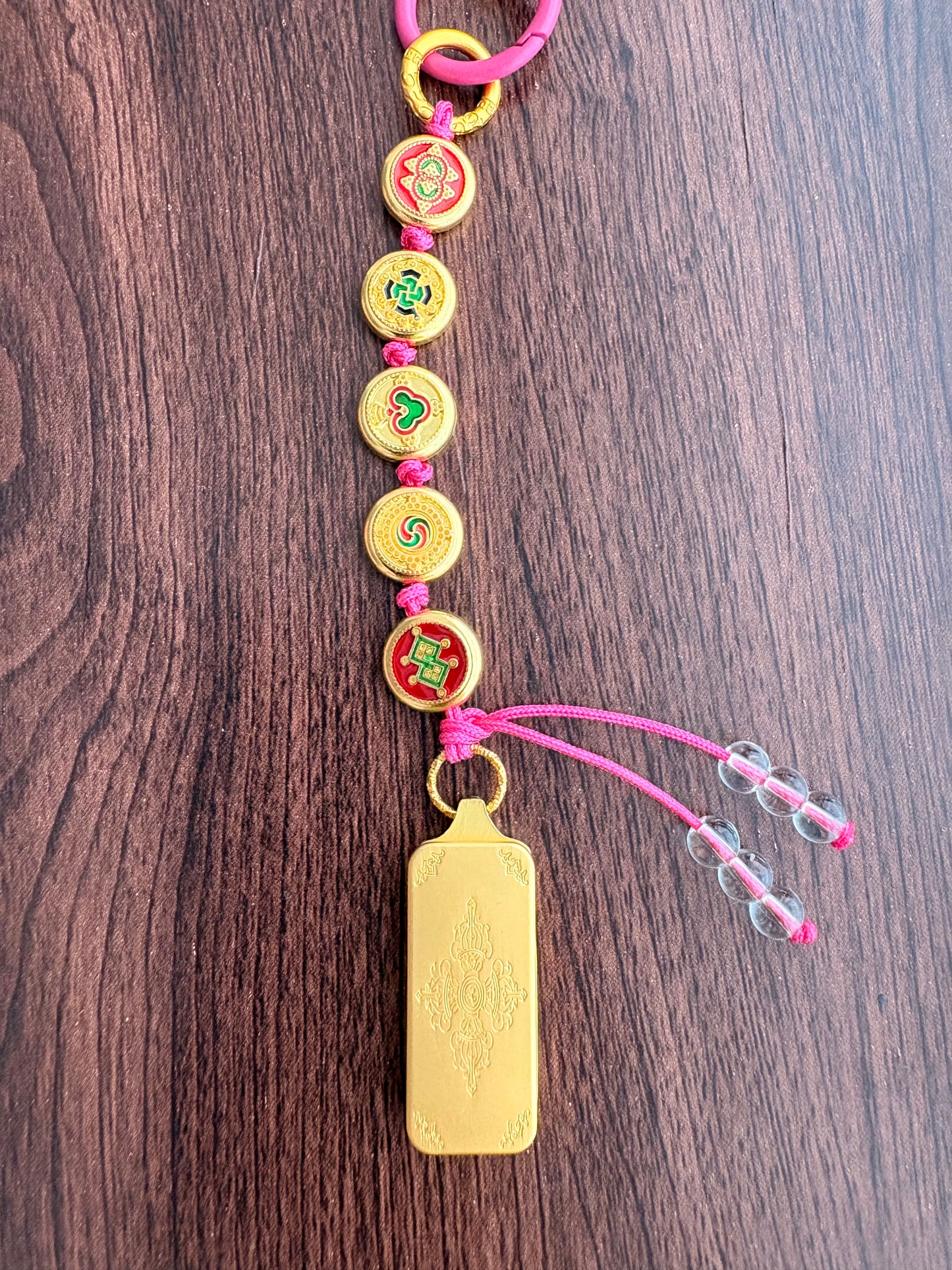 Victory Banner Charm with Green Tara Thangka Tassel in Tibetan Green